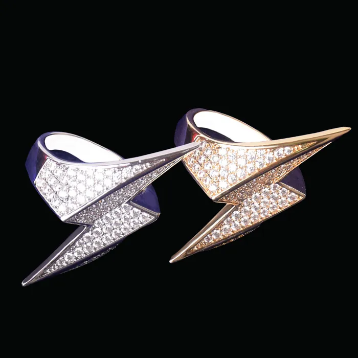LIGHTNING Lightning Sign Iced Out Diamond Ring Rings