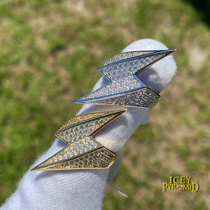 LIGHTNING Lightning Sign Iced Out Diamond Ring Rings