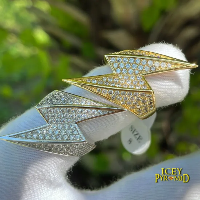 LIGHTNING Lightning Sign Iced Out Diamond Ring Rings