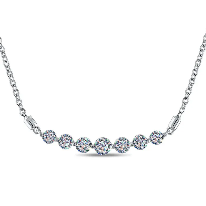 Necklaces FACETS OF FIRE 14KWG 150CTW FOF DIA CURVED BAR NECKLACE