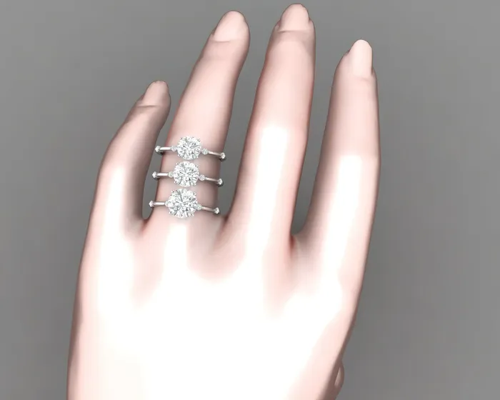 Odina 10 Ct Round Cut Engagement Ring with Side Stones Sapheena Jewelry Rings