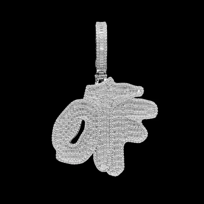OTF Only The Family Iced Out Letter Diamond Pendant Necklace Only The Family Necklaces OTF Only The Family Iced Out Letter Diamond Pendant Necklace Only The Family Necklaces