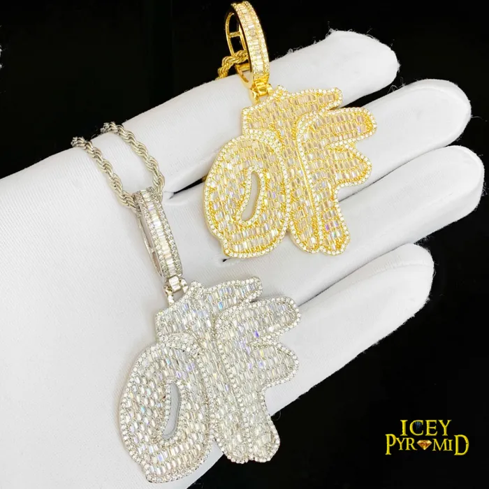 OTF Only The Family Iced Out Letter Diamond Pendant Necklace Only The Family Necklaces