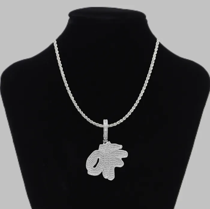 OTF Only The Family Iced Out Letter Diamond Pendant Necklace Only The Family Necklaces