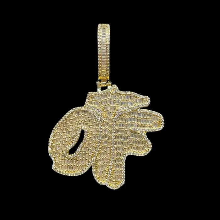 OTF Only The Family Iced Out Letter Diamond Pendant Necklace Only The Family Necklaces
