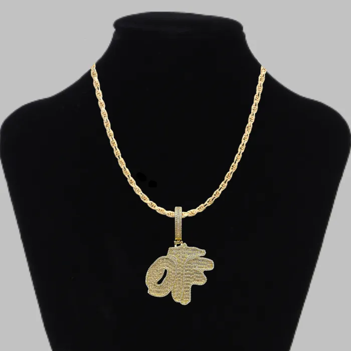 OTF Only The Family Iced Out Letter Diamond Pendant Necklace Only The Family Necklaces