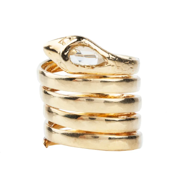 Rings Bell Bird Antiques Turn of the Century Coiled Diamond Snake Ring