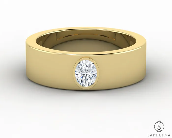 Rings Sapheena Jewelry Icarus 6mm Oval Cut Moissanite Mens Wedding Band