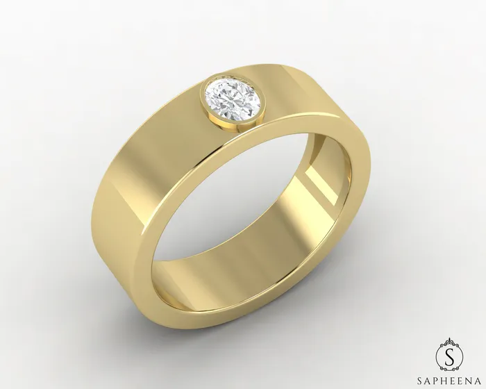 Rings Sapheena Jewelry Icarus 6mm Oval Cut Moissanite Mens Wedding Band