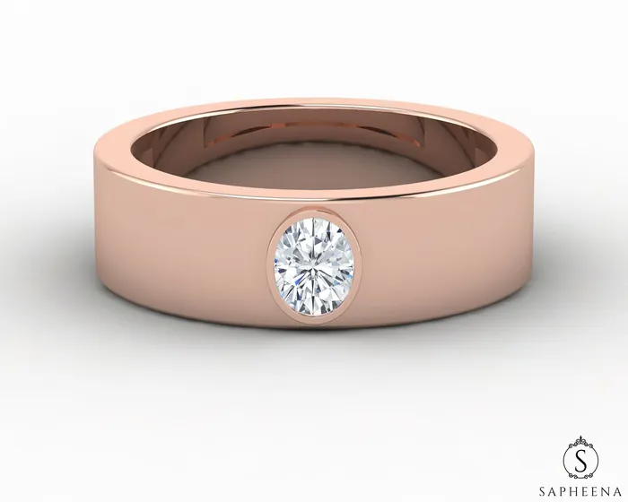 Rings Sapheena Jewelry Icarus 6mm Oval Cut Moissanite Mens Wedding Band