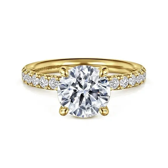 Rings Winslow 14K Yellow Gold Round Diamond Engagement Ring Setting Only GABRIEL CO Rings Winslow 14K Yellow Gold Round Diamond Engagement Ring Setting Only GABRIEL CO