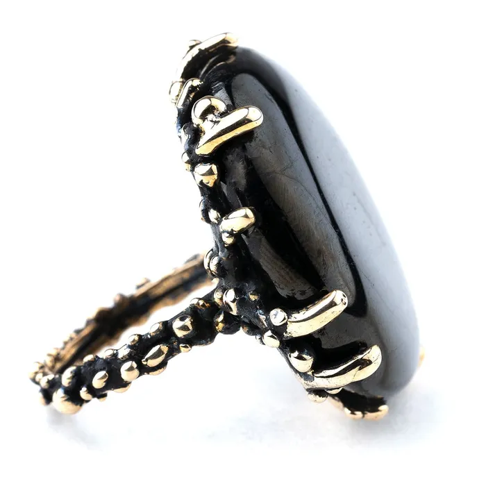 Statement Ring with Jet Stone Made to Order Giardinoblu Rings