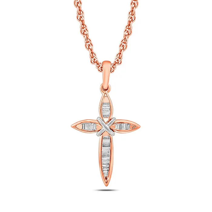 017 CT TW Baguette Natural Diamond X Cross Pendant in 10K TwoTone Gold Goldia Necklaces 017 CT TW Baguette Natural Diamond X Cross Pendant in 10K TwoTone Gold Goldia Necklaces