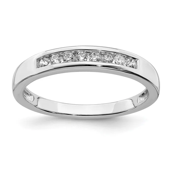 018ct CZ Solid Real 14K White Gold Wedding Band Ring Goldia Rings