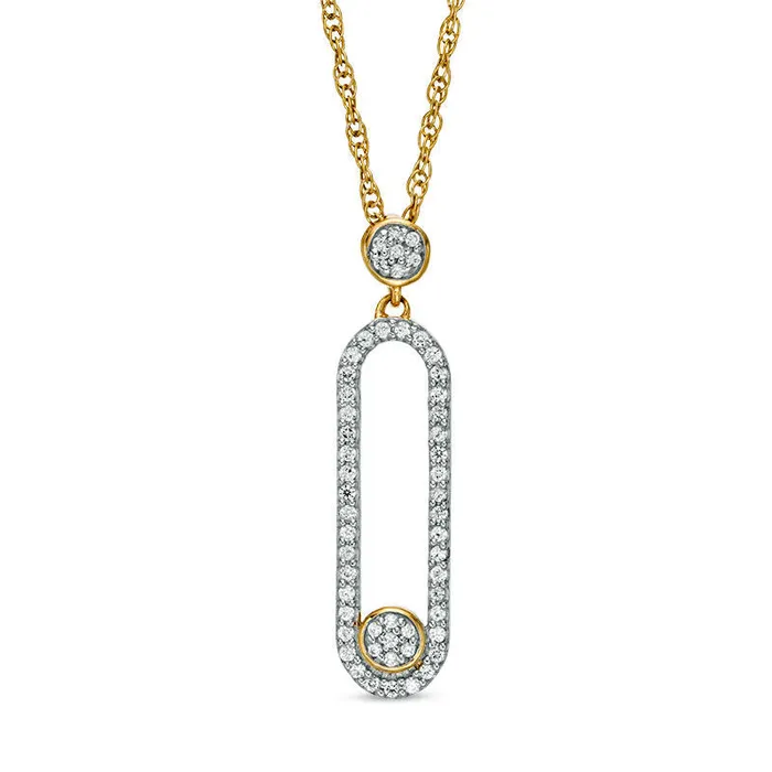 02 CT TW Natural Diamond Vertical Elongated Oval Pendant in 10K Yellow Gold Goldia Necklaces 02 CT TW Natural Diamond Vertical Elongated Oval Pendant in 10K Yellow Gold Goldia Necklaces