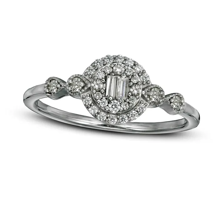 025 CT TW Composite Natural Diamond Frame Antique VintageStyle Ring in Solid 10K White Gold Goldia Rings 025 CT TW Composite Natural Diamond Frame Antique VintageStyle Ring in Solid 10K White Gold Goldia Rings