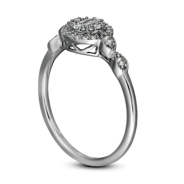 025 CT TW Composite Natural Diamond Frame Antique VintageStyle Ring in Solid 10K White Gold Goldia Rings 025 CT TW Composite Natural Diamond Frame Antique VintageStyle Ring in Solid 10K White Gold Goldia Rings