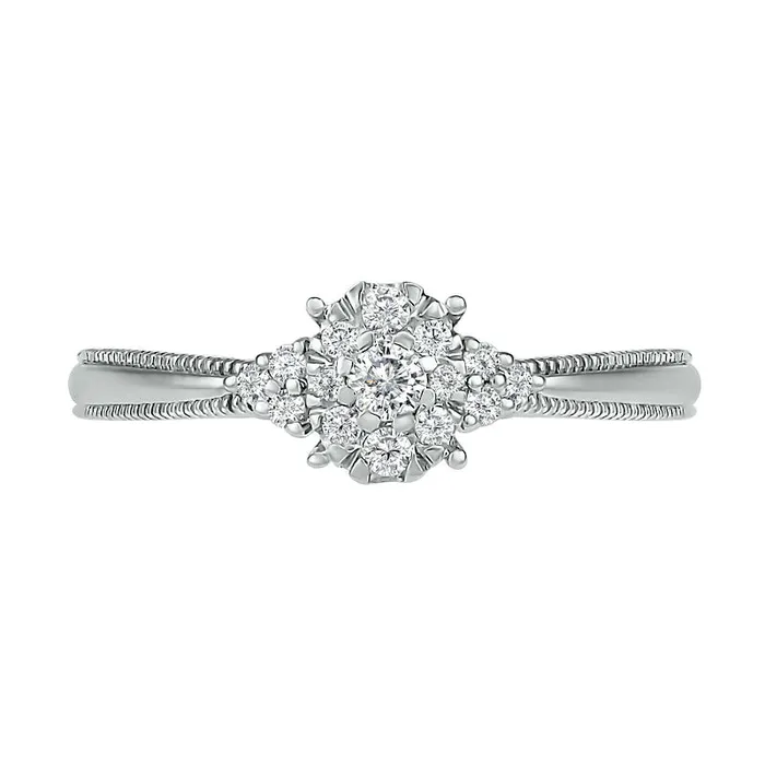 025 CT TW Natural Diamond Antique VintageStyle Scallop Shank Bridal Engagement Ring Set in Sterling Silver Goldia Rings 025 CT TW Natural Diamond Antique VintageStyle Scallop Shank Bridal Engagement Ring Set in Sterling Silver Goldia Rings
