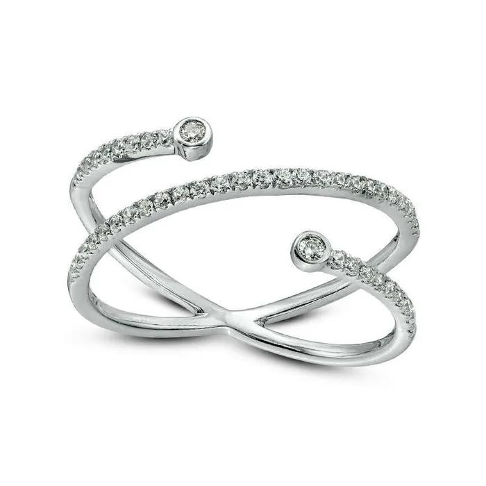 025 CT TW Natural Diamond Orbit Open Ring in Solid 10K White Gold Goldia Rings 025 CT TW Natural Diamond Orbit Open Ring in Solid 10K White Gold Goldia Rings