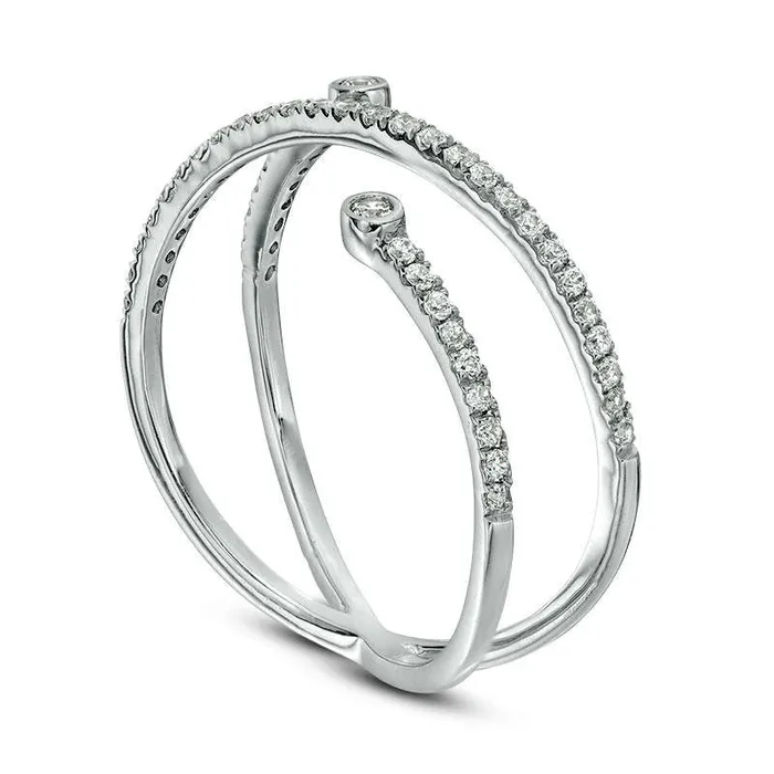 025 CT TW Natural Diamond Orbit Open Ring in Solid 10K White Gold Goldia Rings 025 CT TW Natural Diamond Orbit Open Ring in Solid 10K White Gold Goldia Rings