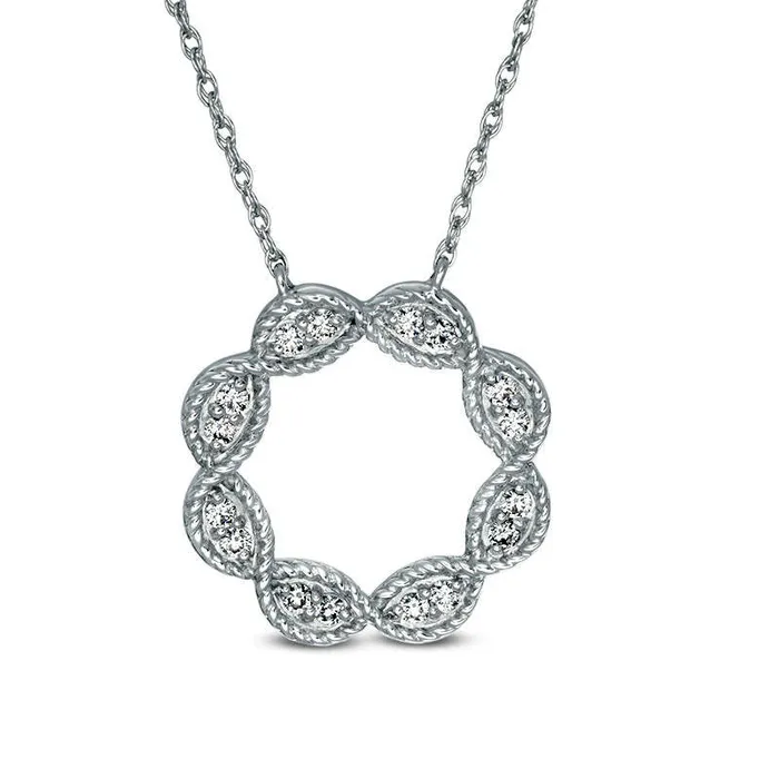 025 CT TW Natural Diamond Twist Open Circle Necklace in Sterling Silver Goldia Necklaces 025 CT TW Natural Diamond Twist Open Circle Necklace in Sterling Silver Goldia Necklaces