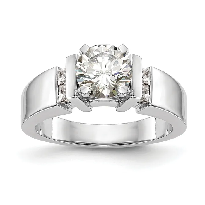 025ct CZ Solid Real 14K White Gold Peg Set Engagement Ring Goldia Rings