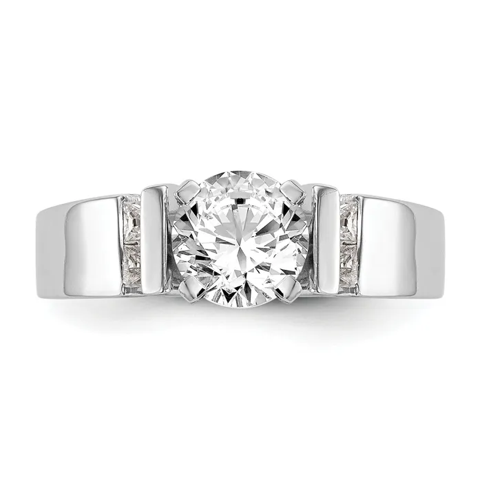 025ct CZ Solid Real 14K White Gold Peg Set Engagement Ring Goldia Rings