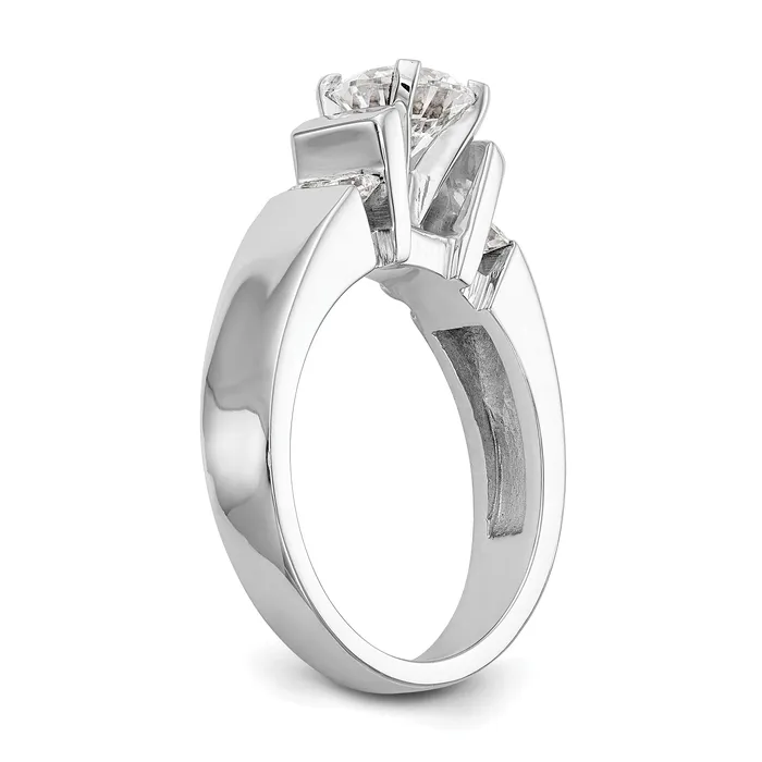 025ct CZ Solid Real 14K White Gold Peg Set Engagement Ring Goldia Rings