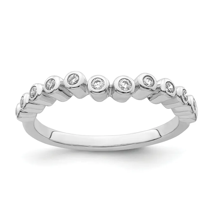 025ct CZ Solid Real 14k White Polished Matching Wedding Wedding Band Ring Goldia Rings