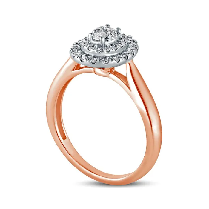 033 CT TW Composite Oval Natural Diamond Double Frame Engagement Ring in Solid 14K Rose Gold Goldia Rings 033 CT TW Composite Oval Natural Diamond Double Frame Engagement Ring in Solid 14K Rose Gold Goldia Rings