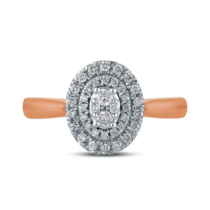 033 CT TW Composite Oval Natural Diamond Double Frame Engagement Ring in Solid 14K Rose Gold Goldia Rings 033 CT TW Composite Oval Natural Diamond Double Frame Engagement Ring in Solid 14K Rose Gold Goldia Rings