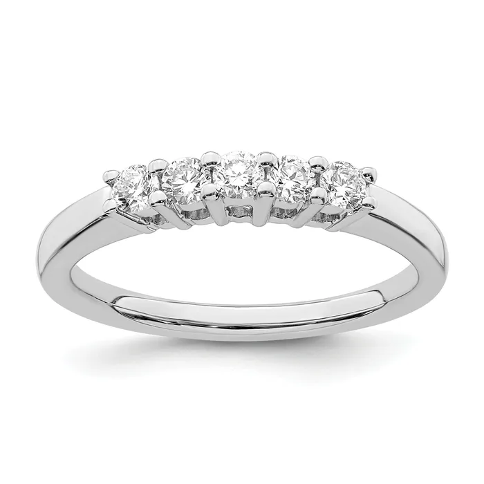 033ct CZ Solid Real 14K White Gold 5Stone Wedding Band Ring Goldia Rings