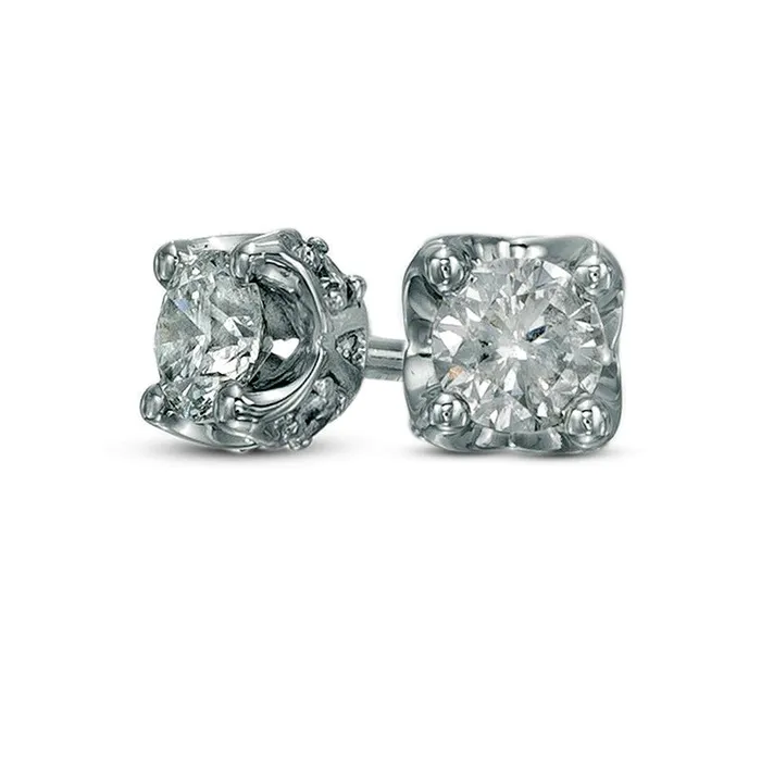 038 CT TW Diamond Stud Earrings in 10K White Gold Goldia Earrings