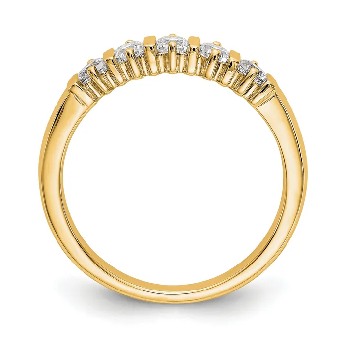 047ct CZ Solid Real 14K Yellow Gold 5Stone Wedding Band Ring Goldia Rings