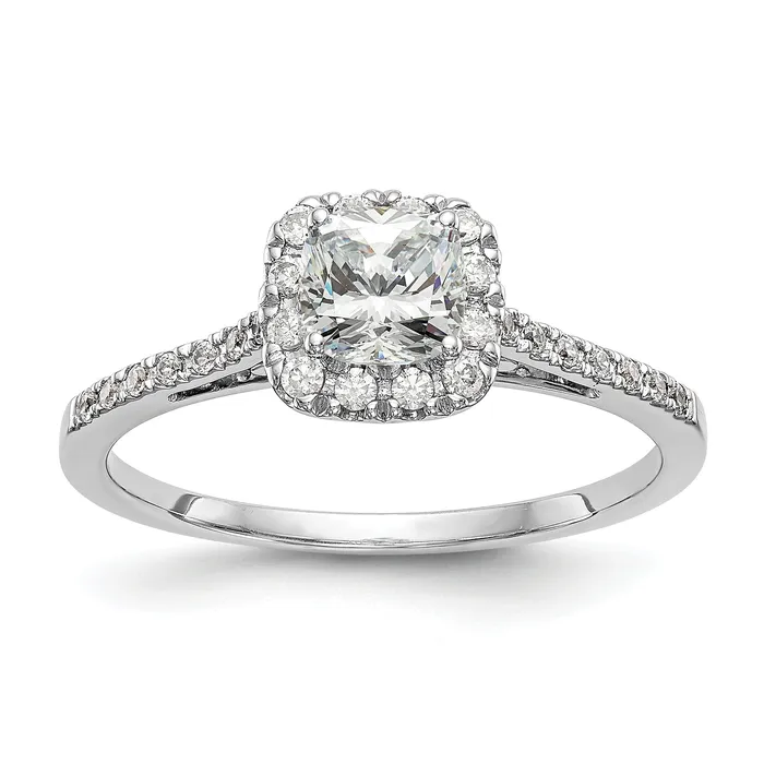 050ct CZ Solid Real 14ktt Cushion Halo Engagement Ring Goldia Rings