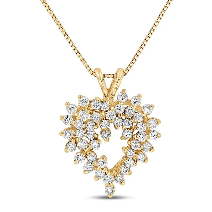 063 CT TW Natural Diamond Scatter Heart Outline Pendant in 14K Gold Goldia Necklaces 063 CT TW Natural Diamond Scatter Heart Outline Pendant in 14K Gold Goldia Necklaces