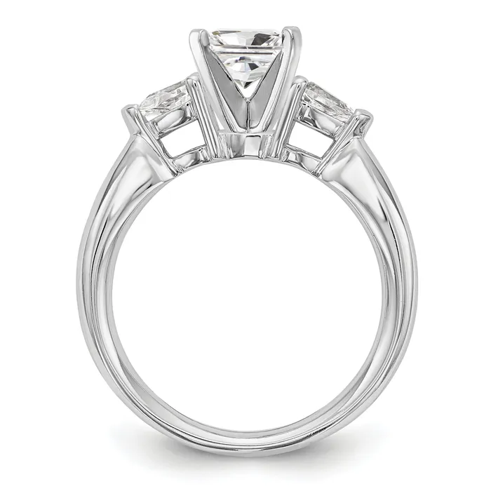 066ct CZ Solid Real 14K White Gold 3Stone Peg Set Engagement Ring Goldia Rings