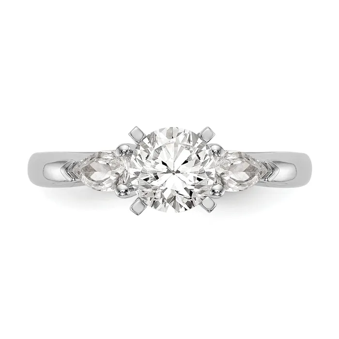 066ct CZ Solid Real 14K White Gold 3Stone Peg Set Engagement Ring Goldia Rings
