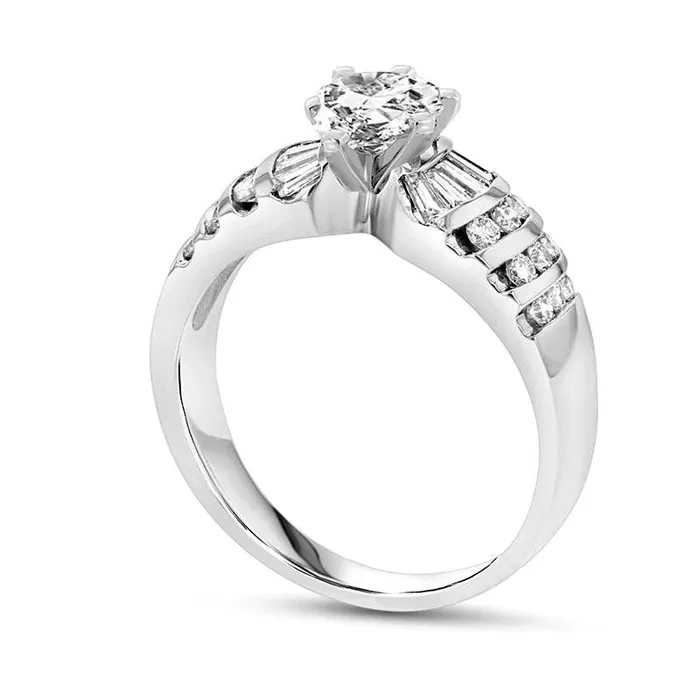 088 CT TW Oval Natural Diamond MultiRow Engagement Ring in Solid 14K White Gold JSI2 Goldia Rings 088 CT TW Oval Natural Diamond MultiRow Engagement Ring in Solid 14K White Gold JSI2 Goldia Rings