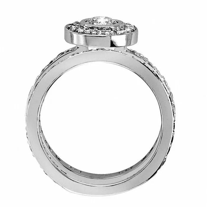 150 CT TW Natural Diamond Frame Bridal Engagement Ring Set in Solid 14K White Gold Goldia Rings