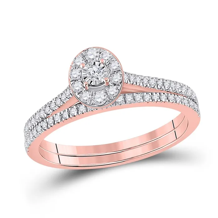 10k Rose Gold Round Diamond Oval Bridal Wedding Ring Set 13 Cttw gndatlanta Rings 10k Rose Gold Round Diamond Oval Bridal Wedding Ring Set 13 Cttw gndatlanta Rings