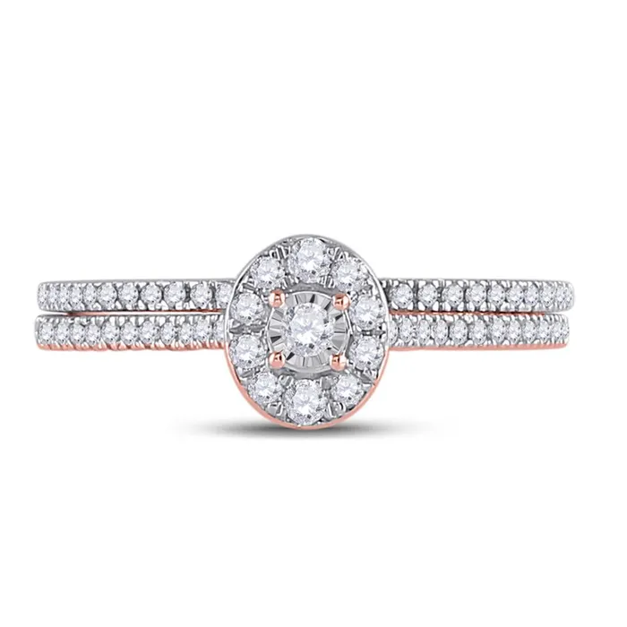 10k Rose Gold Round Diamond Oval Bridal Wedding Ring Set 13 Cttw gndatlanta Rings