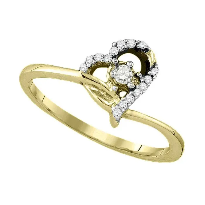 10k Yellow Gold Diamond Heart Promise Bridal Engagement Ring 110 Cttw gndatlanta Rings 10k Yellow Gold Diamond Heart Promise Bridal Engagement Ring 110 Cttw gndatlanta Rings