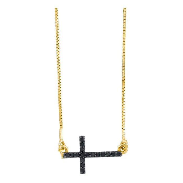 10k Yellow Gold Round Black Diamond Horizontal Cross Necklace 110 Cttw gndatlanta Necklaces 10k Yellow Gold Round Black Diamond Horizontal Cross Necklace 110 Cttw gndatlanta Necklaces