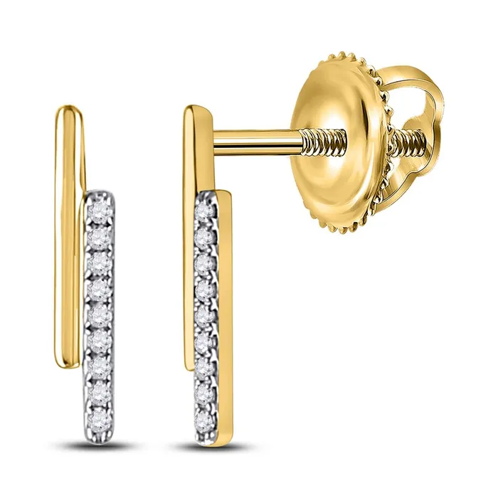 10k Yellow Gold Round Diamond Bar Earrings 112 Cttw gndatlanta Earrings