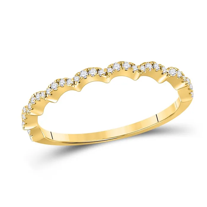 10k Yellow Gold Round Diamond Scalloped Stackable Band Ring 18 Ctw gndatlanta Rings 10k Yellow Gold Round Diamond Scalloped Stackable Band Ring 18 Ctw gndatlanta Rings