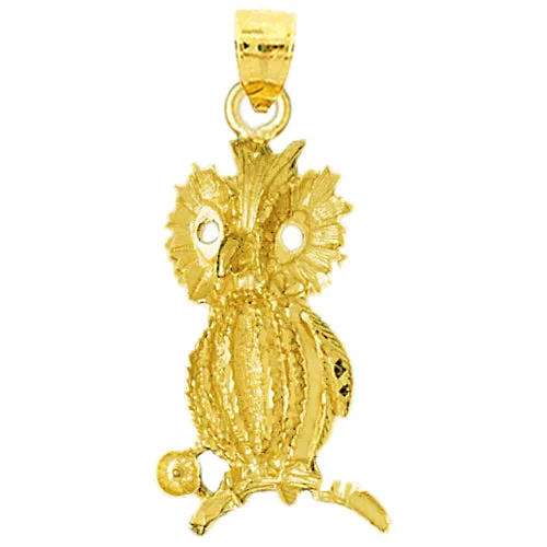 14K Gold 22MM Nocturnal Owl Pendant Goldia PreStyled Sets