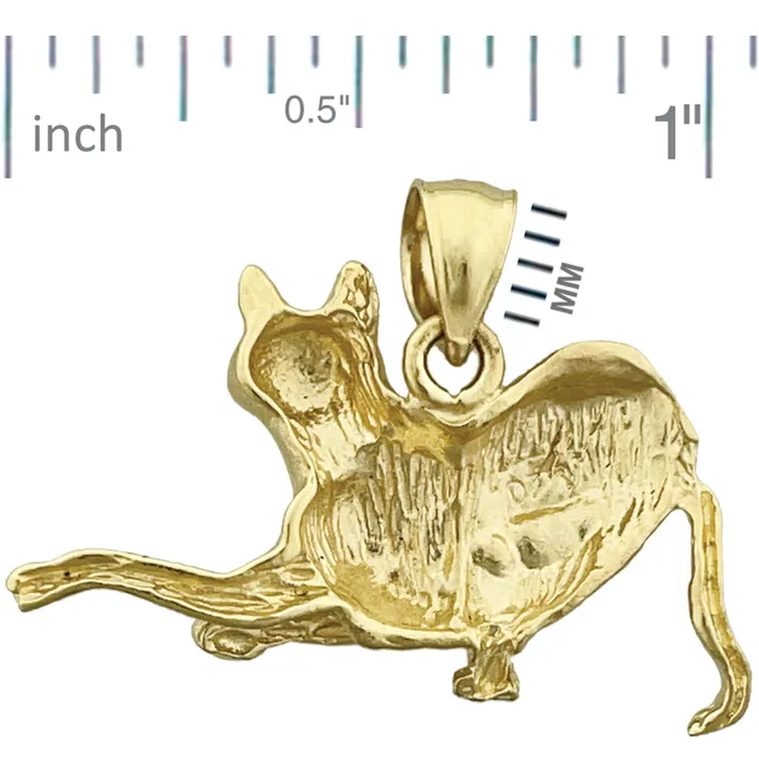 14K Gold 25MM Playful Cat Pendant Goldia Necklaces