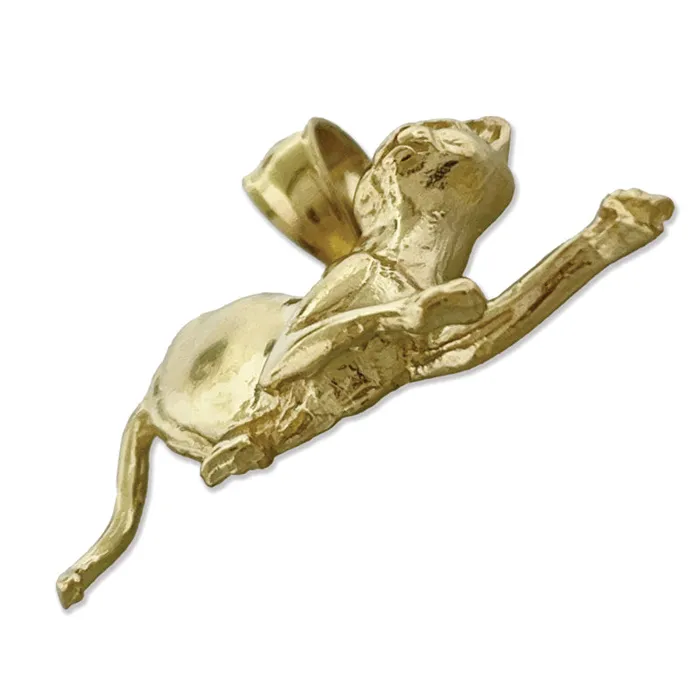 14K Gold 25MM Playful Cat Pendant Goldia Necklaces