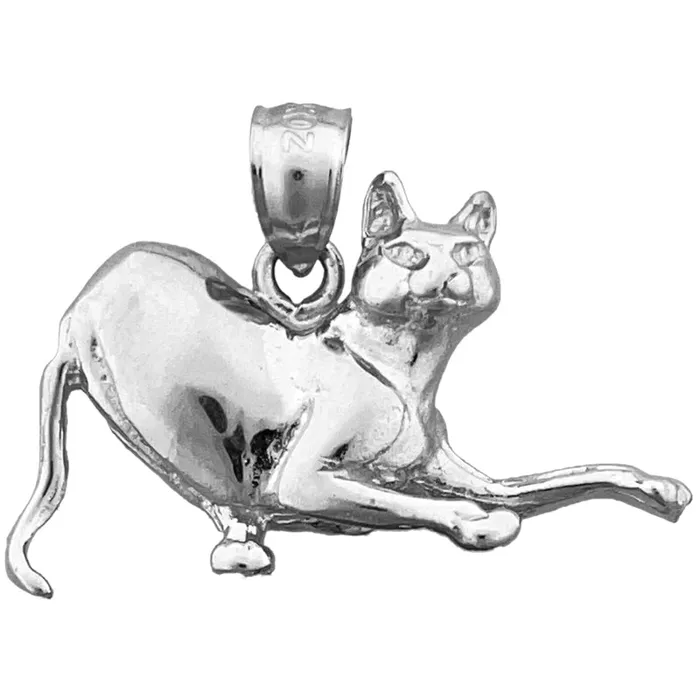 14K Gold 25MM Playful Cat Pendant Goldia Necklaces